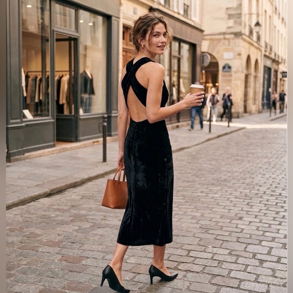 Elegant Black Velvet Dress